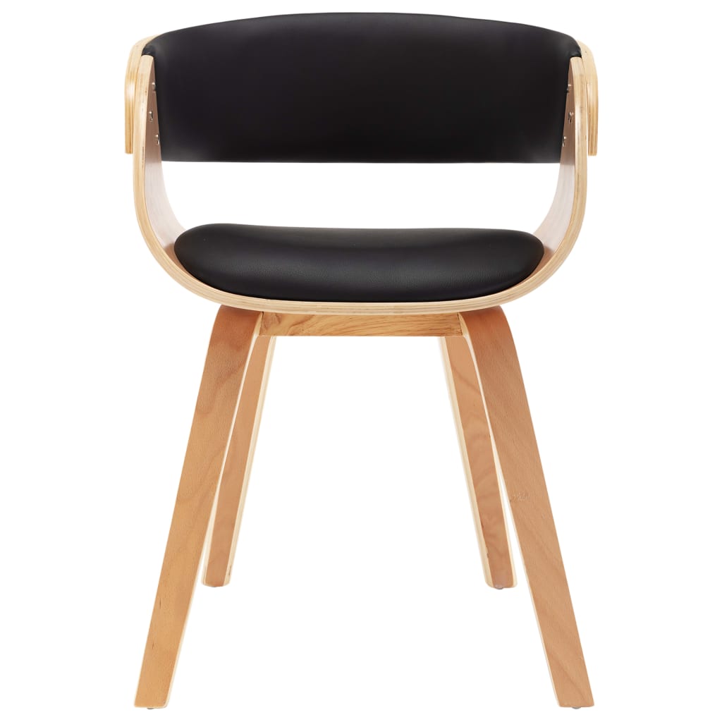 Dining Chair Black Bent Wood and Faux Leather