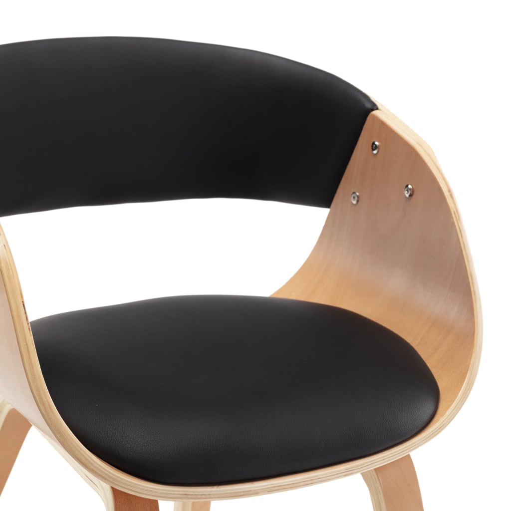 Dining Chair Black Bent Wood and Faux Leather