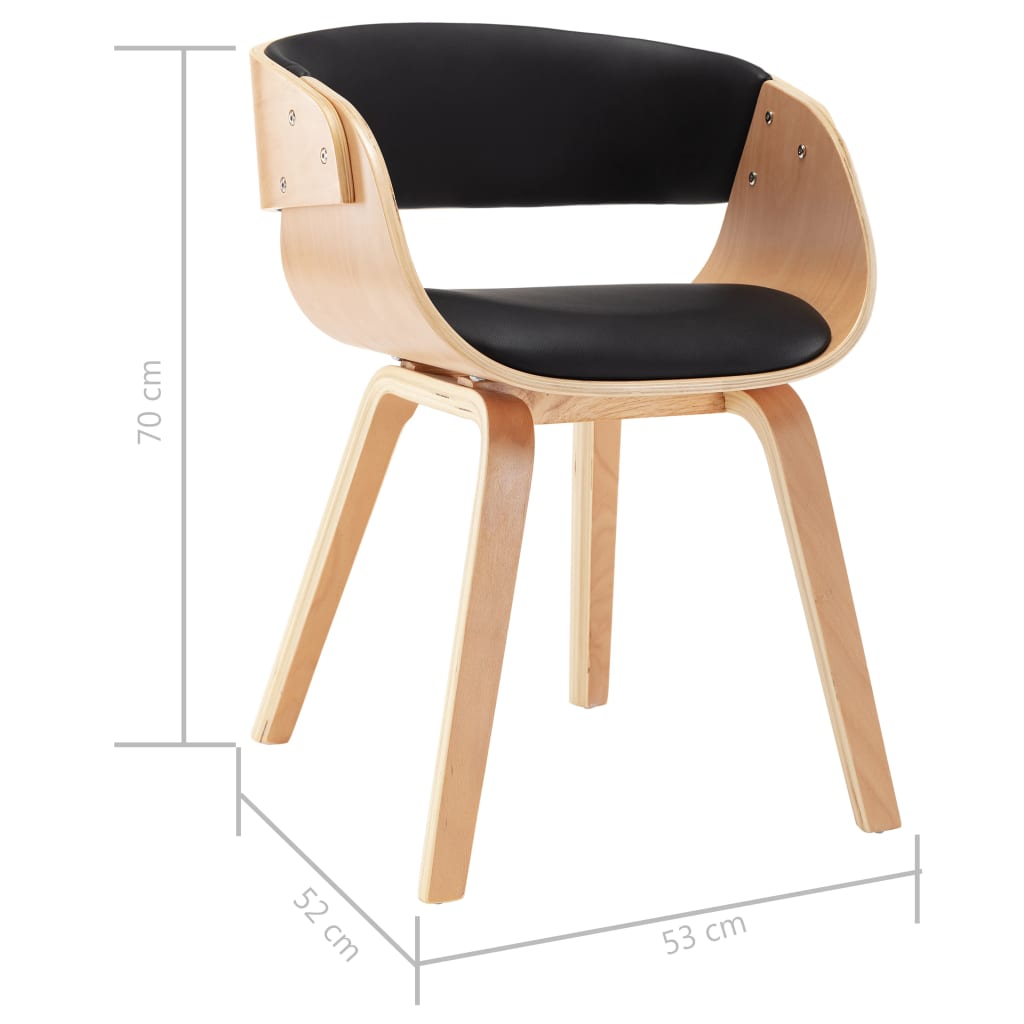 Dining Chair Black Bent Wood and Faux Leather