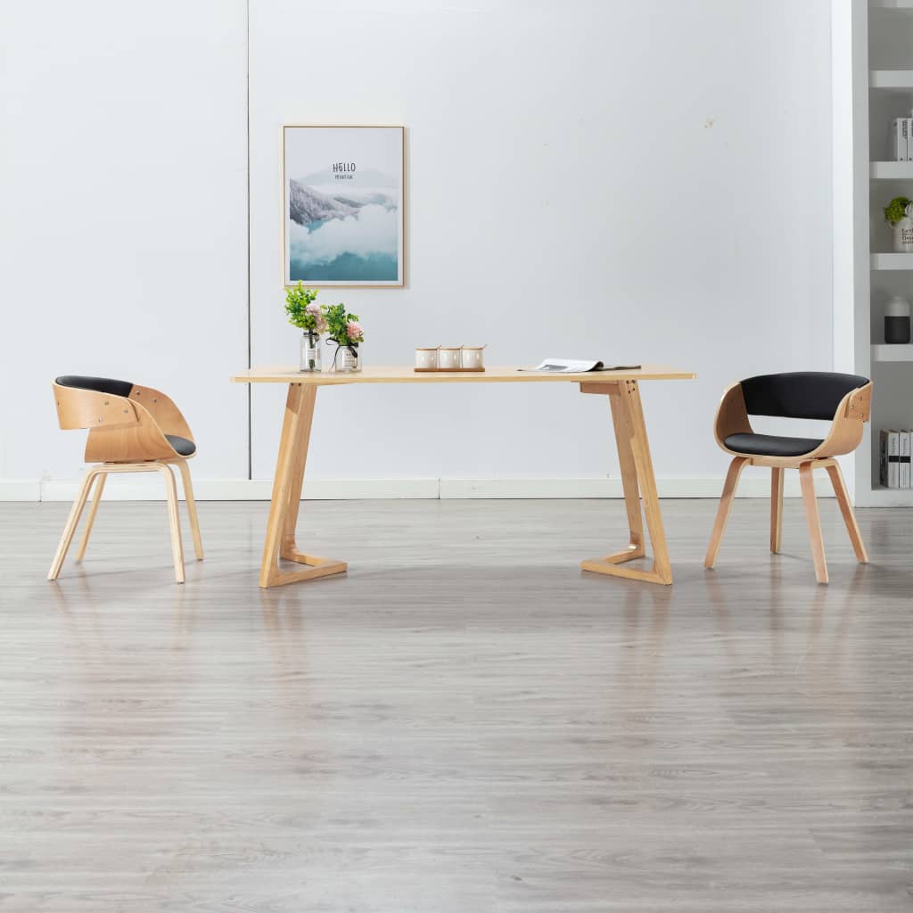 Dining Chair Black Bent Wood and Faux Leather