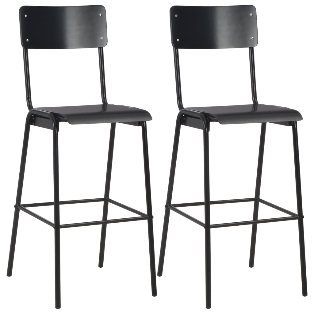 3 Piece Bar Set Steel Black