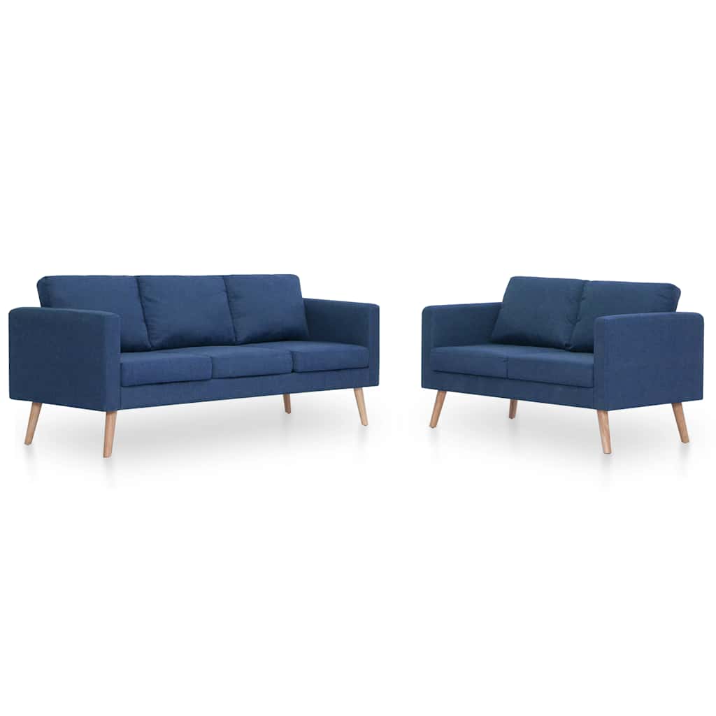2 Piece Sofa Set Fabric Blue