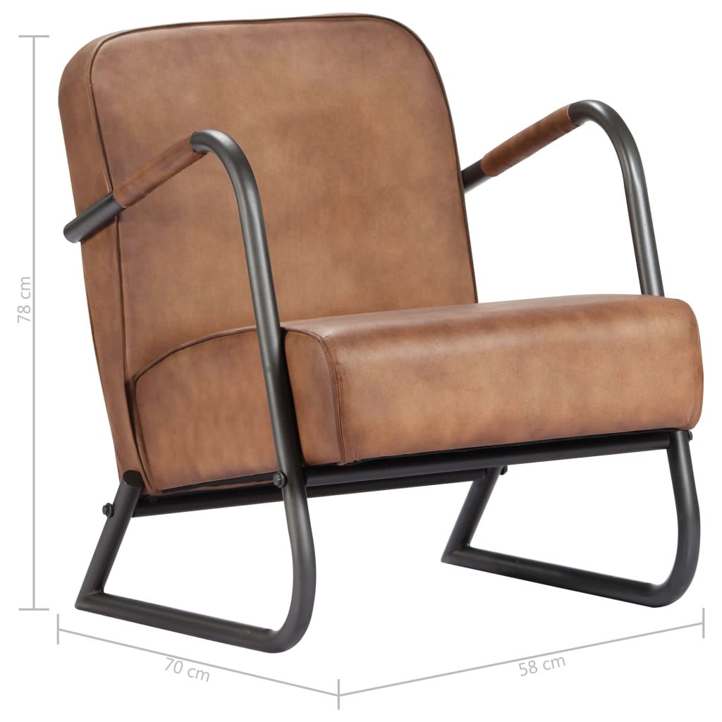 Relax Armchair Light Brown Real Leather