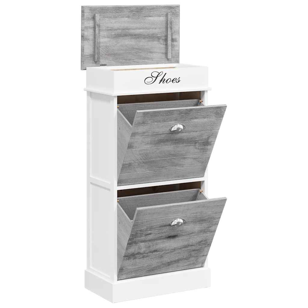 Shoe Cabinet Grey 50x28x98 cm Paulownia Wood