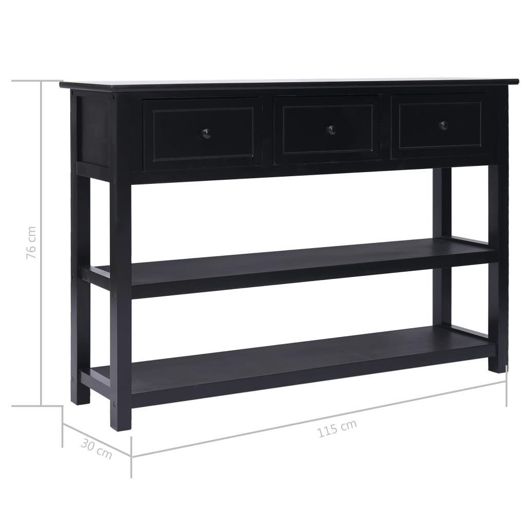 Sideboard Black 115x30x76 cm Wood