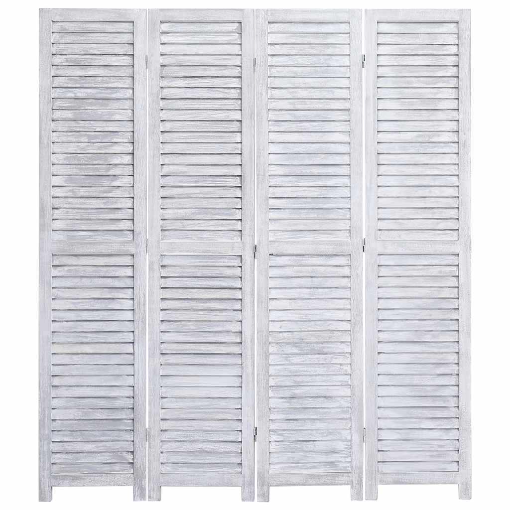 4-Panel Room Divider Grey 140x165 cm Wood