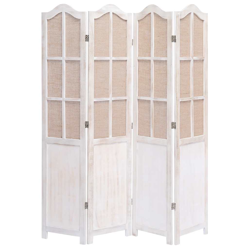 4-Panel Room Divider White 140x165 cm Fabric