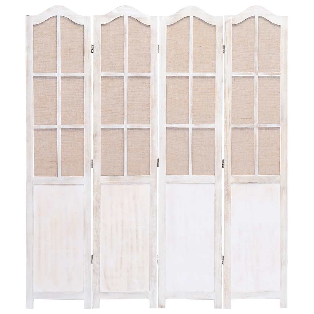 4-Panel Room Divider White 140x165 cm Fabric