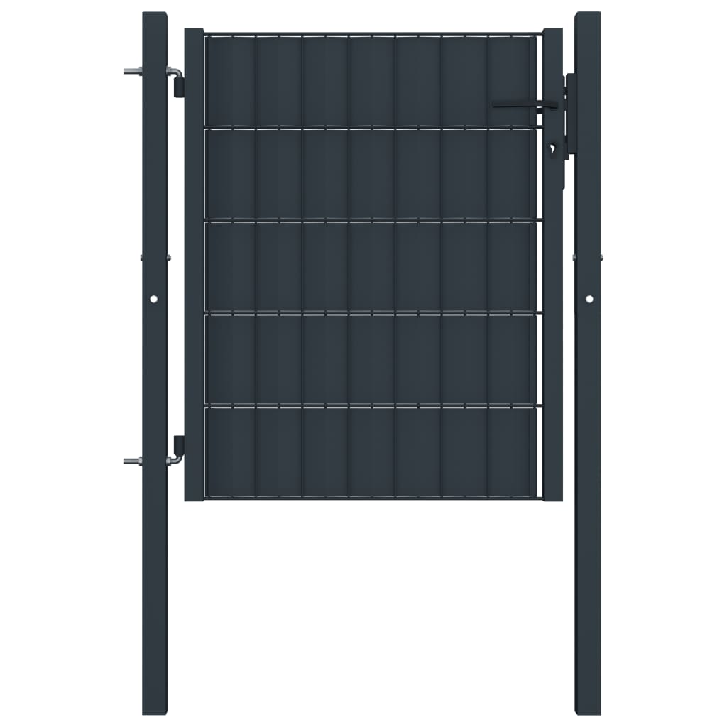 Fence Gate PVC and Steel 100x100 cm Anthracite