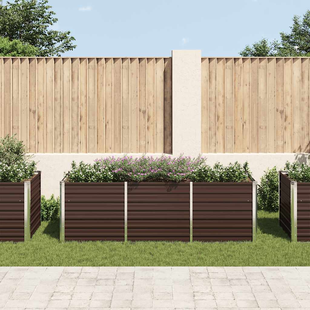 Garden Raised Bed Brown 240x80x77 cm Galvanised Steel