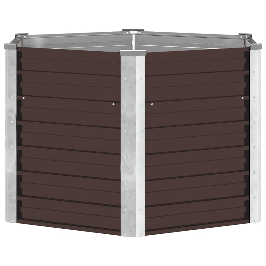 Garden Raised Bed Brown 129x129x77 cm Galvanised Steel
