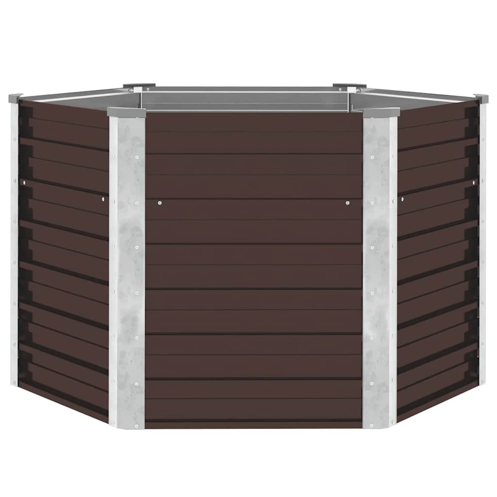 Garden Raised Bed Brown 129x129x77 cm Galvanised Steel