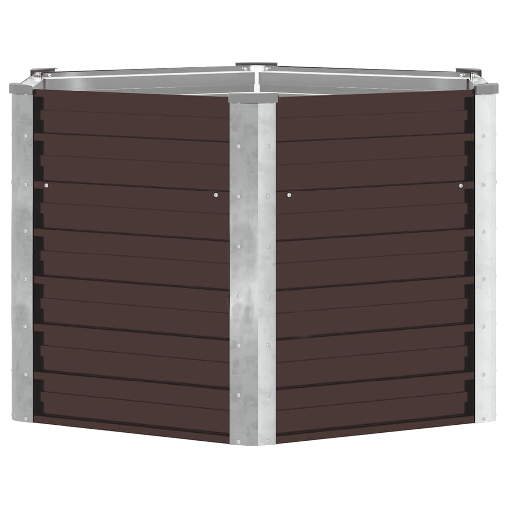 Garden Raised Bed Brown 129x129x77 cm Galvanised Steel