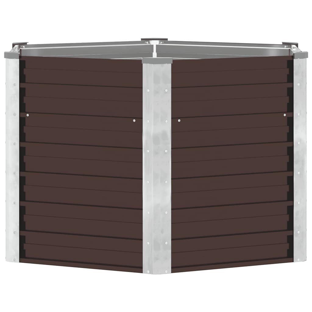 Garden Raised Bed Brown 129x129x77 cm Galvanised Steel