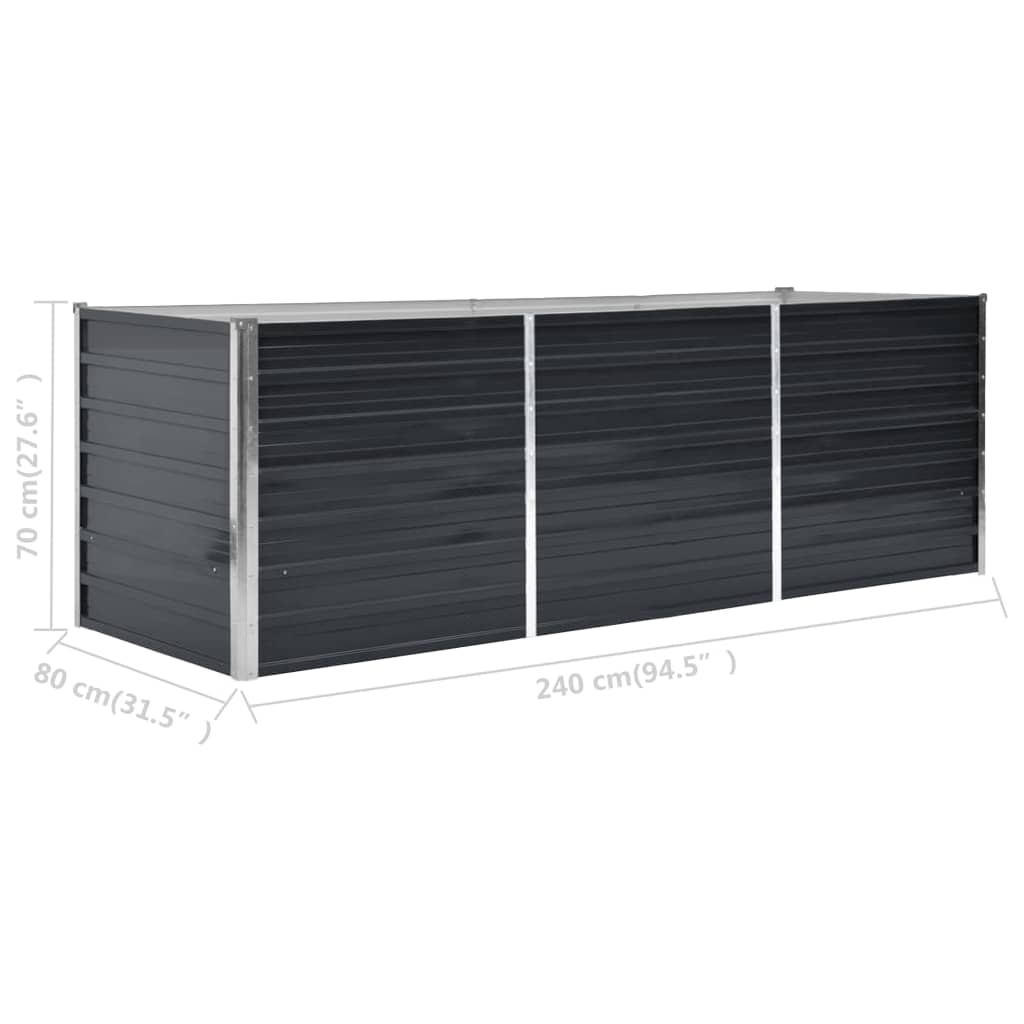 Garden Raised Bed Anthracite 240x80x77 cm Galvanised Steel