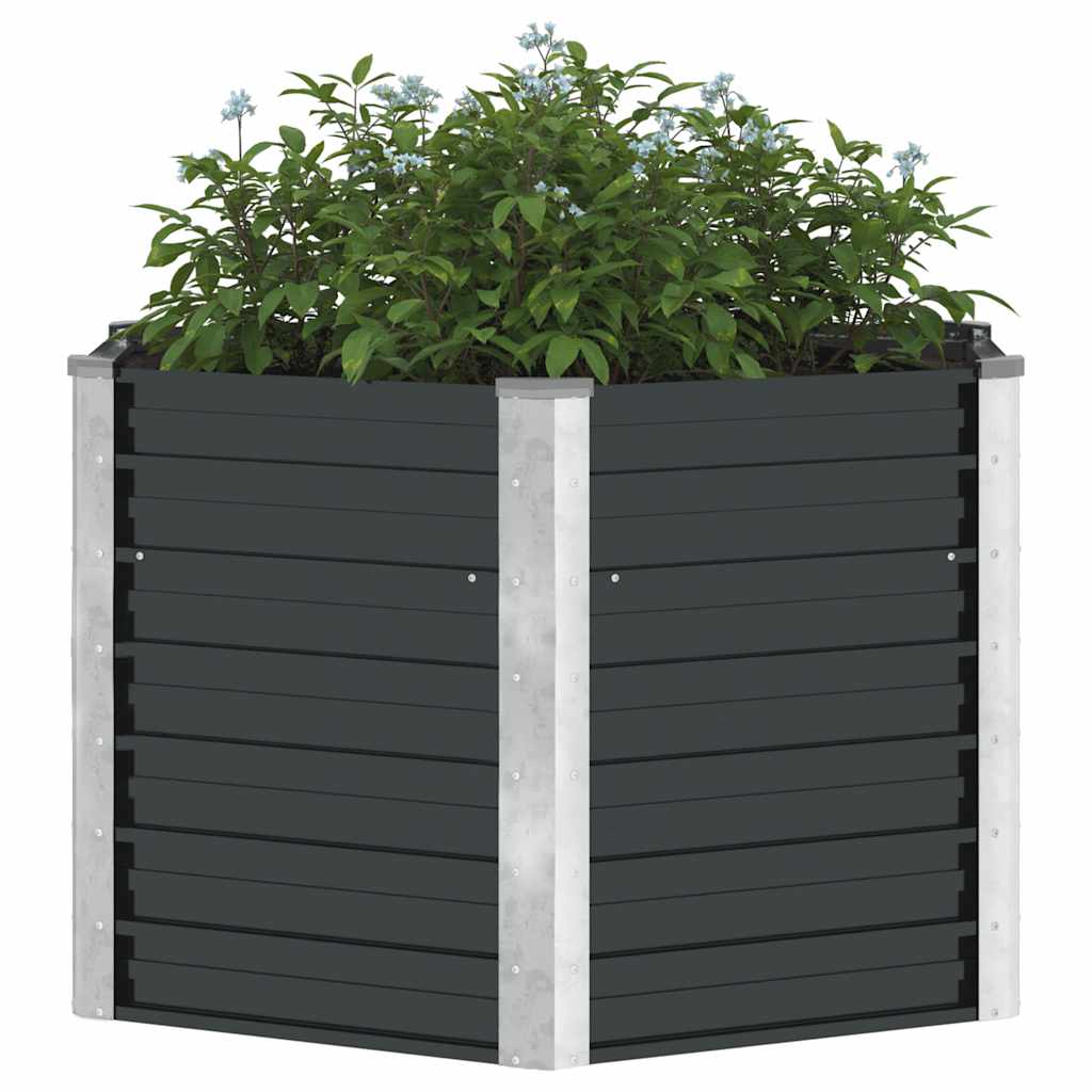 Garden Raised Bed Anthracite 129x129x77 cm Galvanised Steel