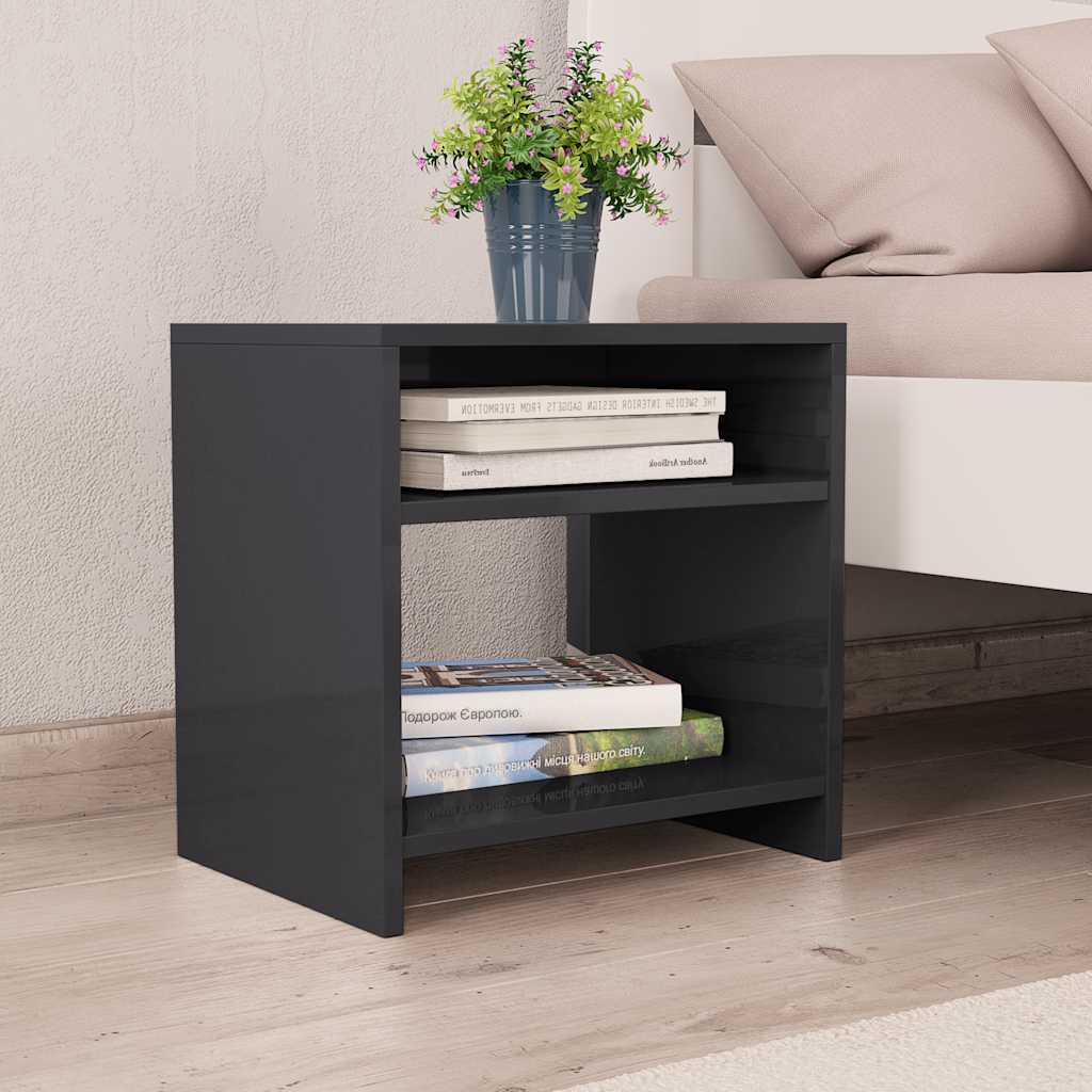 Bedside Cabinets 2 pcs High Gloss Grey 40x30x40 cm Engineered Wood