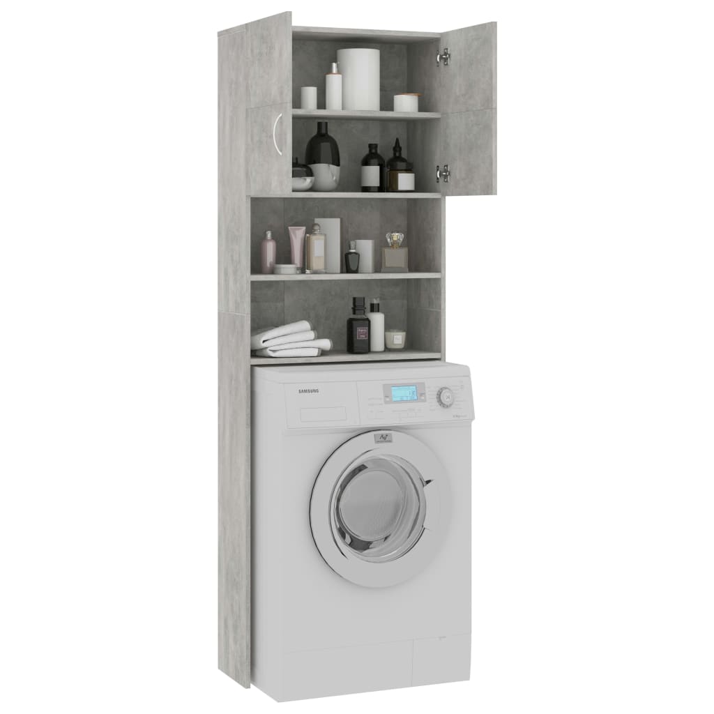 Washing Machine Cabinet Concrete Grey 64x25.5x190 cm Engineered Wood