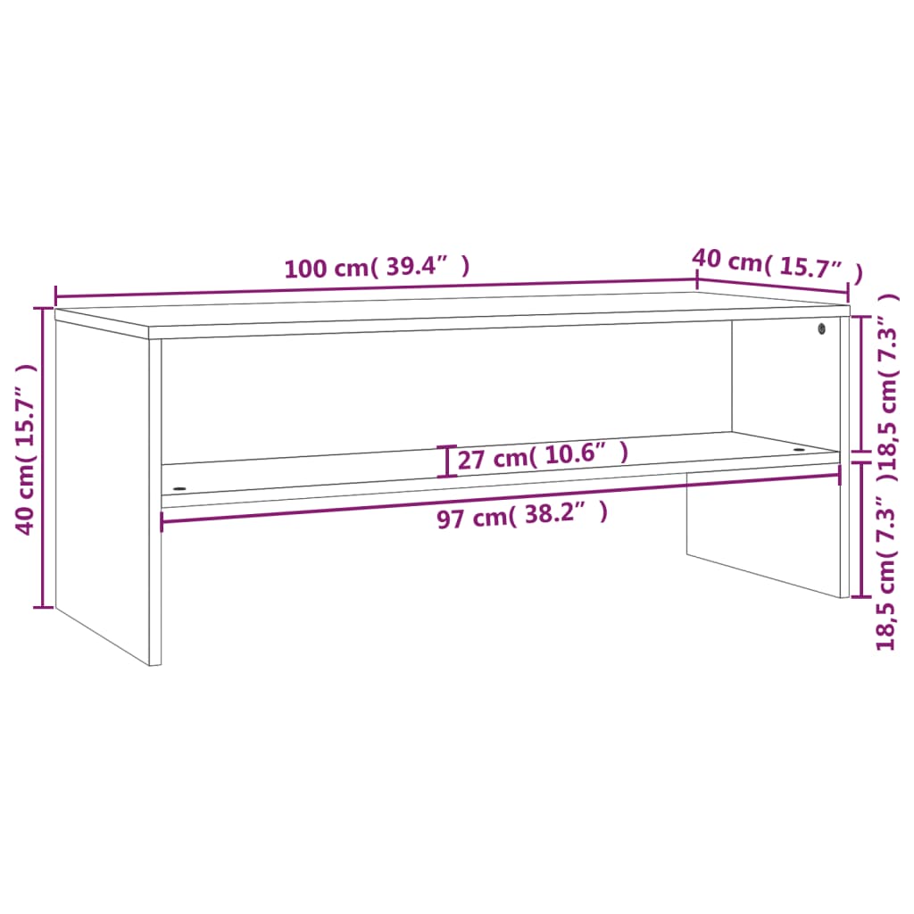 TV Cabinet High Gloss White 100x40x40 cm Engineered Wood