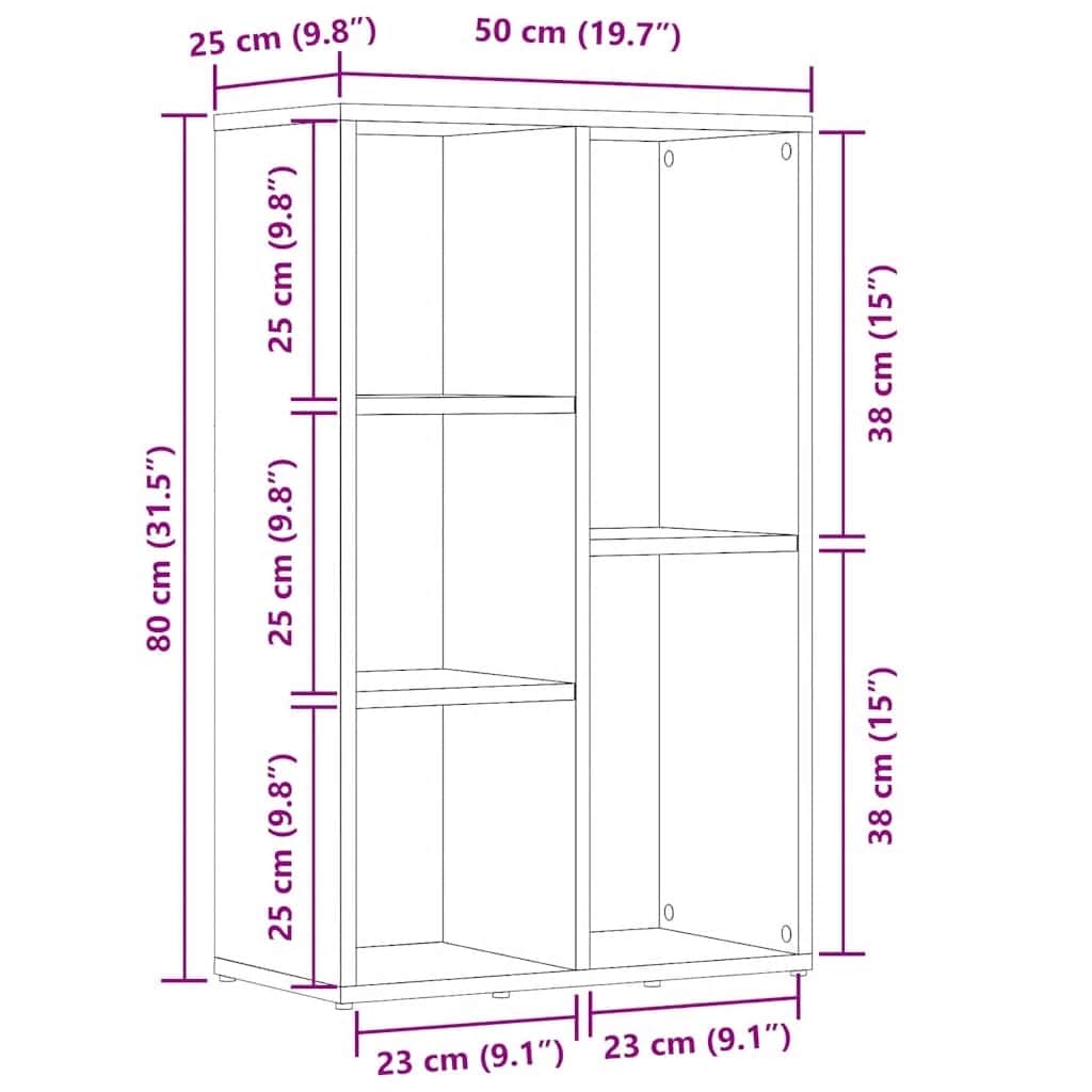 Book Cabinet/Sideboard High Gloss White 50x25x80 cm Engineered Wood