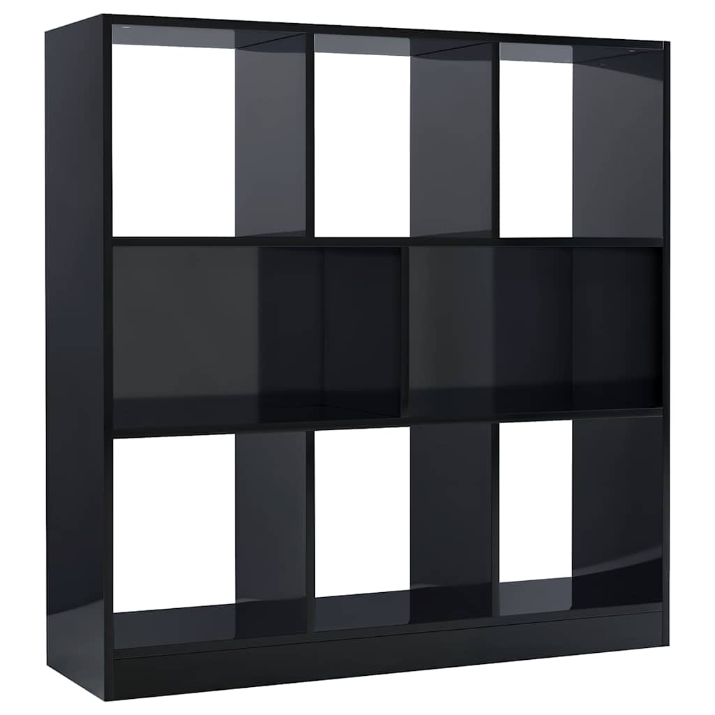 Book Cabinet High Gloss Black 97.5x29.5x100 cm Engineered Wood
