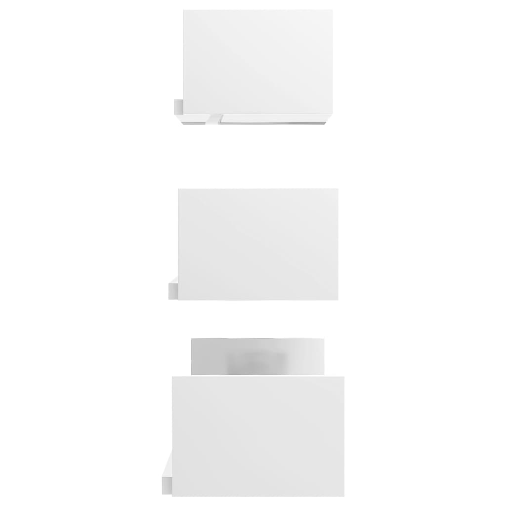Wall Display Shelf 3 pcs High Gloss White Engineered Wood