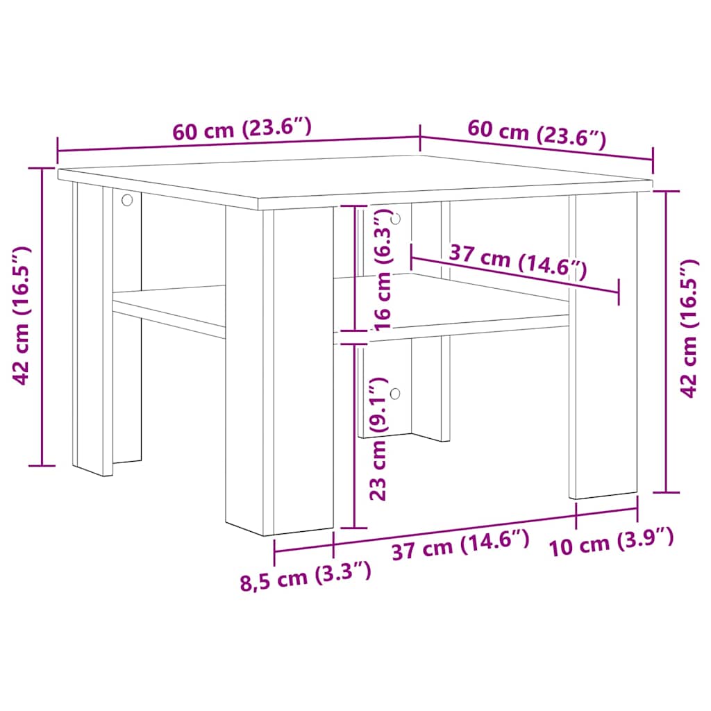 Coffee Table Grey 60x60x42 cm Engineered Wood
