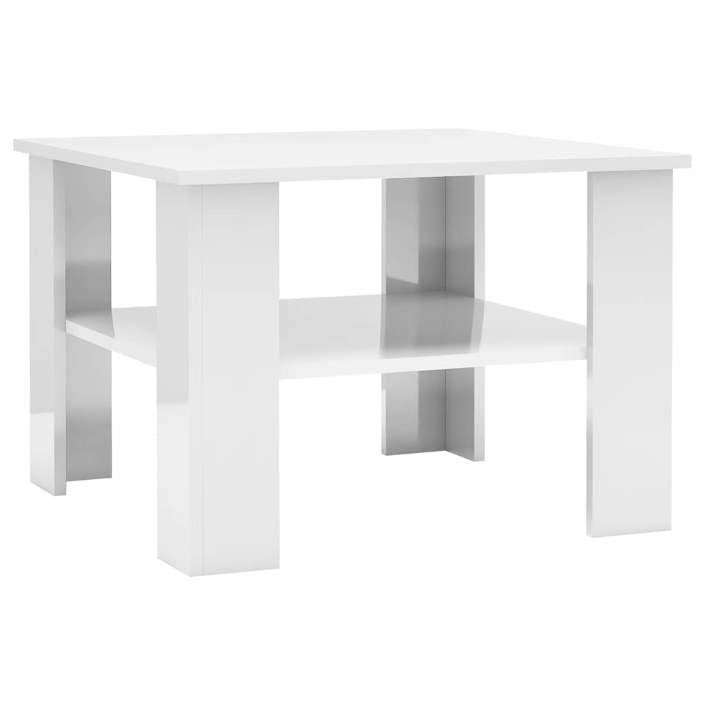 Coffee Table High Gloss White 60x60x42 cm Engineered Wood
