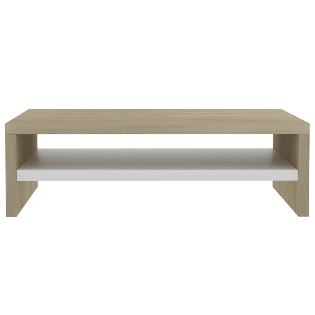 Monitor Stand White and Sonoma Oak 42x24x13 cm Engineered Wood