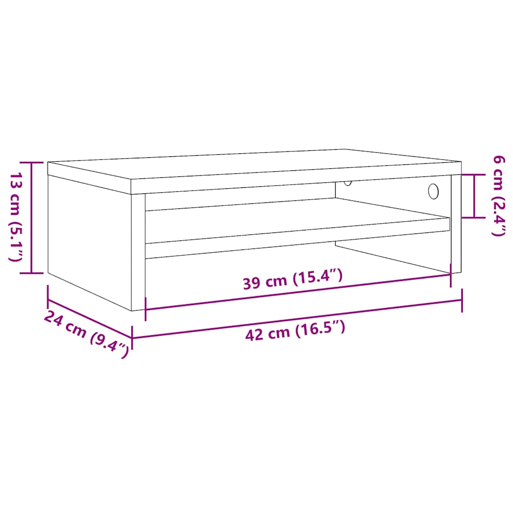 Monitor Stand White and Sonoma Oak 42x24x13 cm Engineered Wood