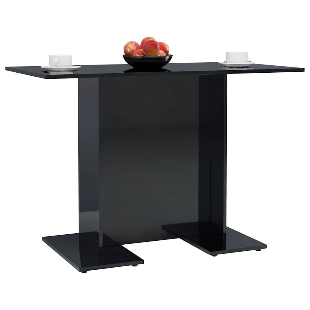 Dining Table High Gloss Black 110x60x75 cm Engineered Wood