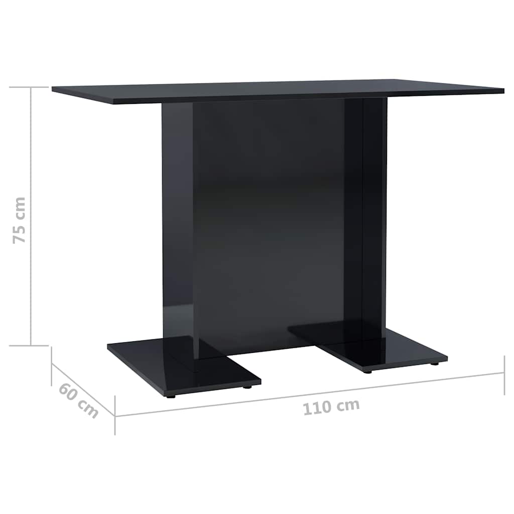 Dining Table High Gloss Black 110x60x75 cm Engineered Wood