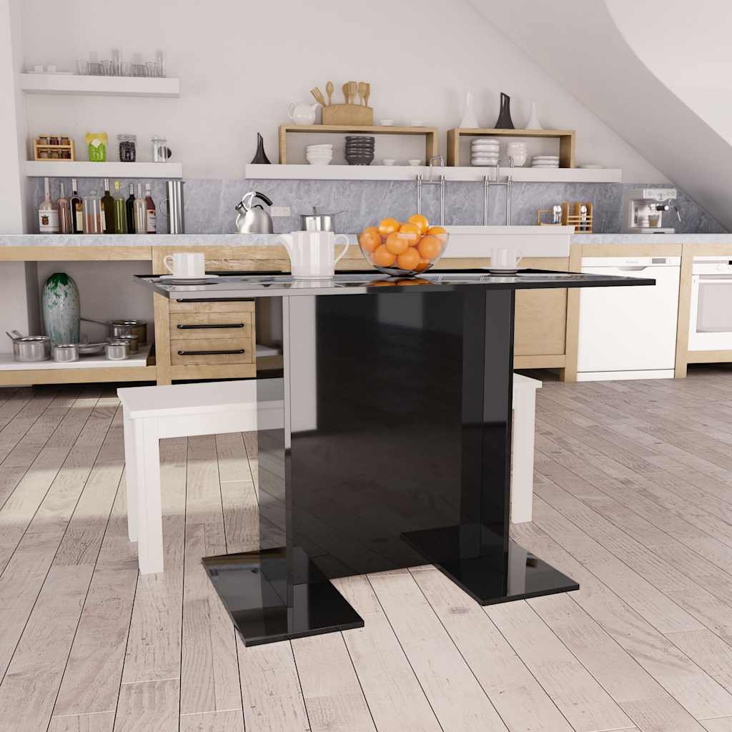 Dining Table High Gloss Black 110x60x75 cm Engineered Wood