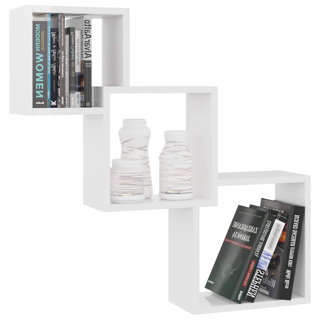 Cube Wall Shelves High Gloss White 68x15x68 cm Engineered Wood
