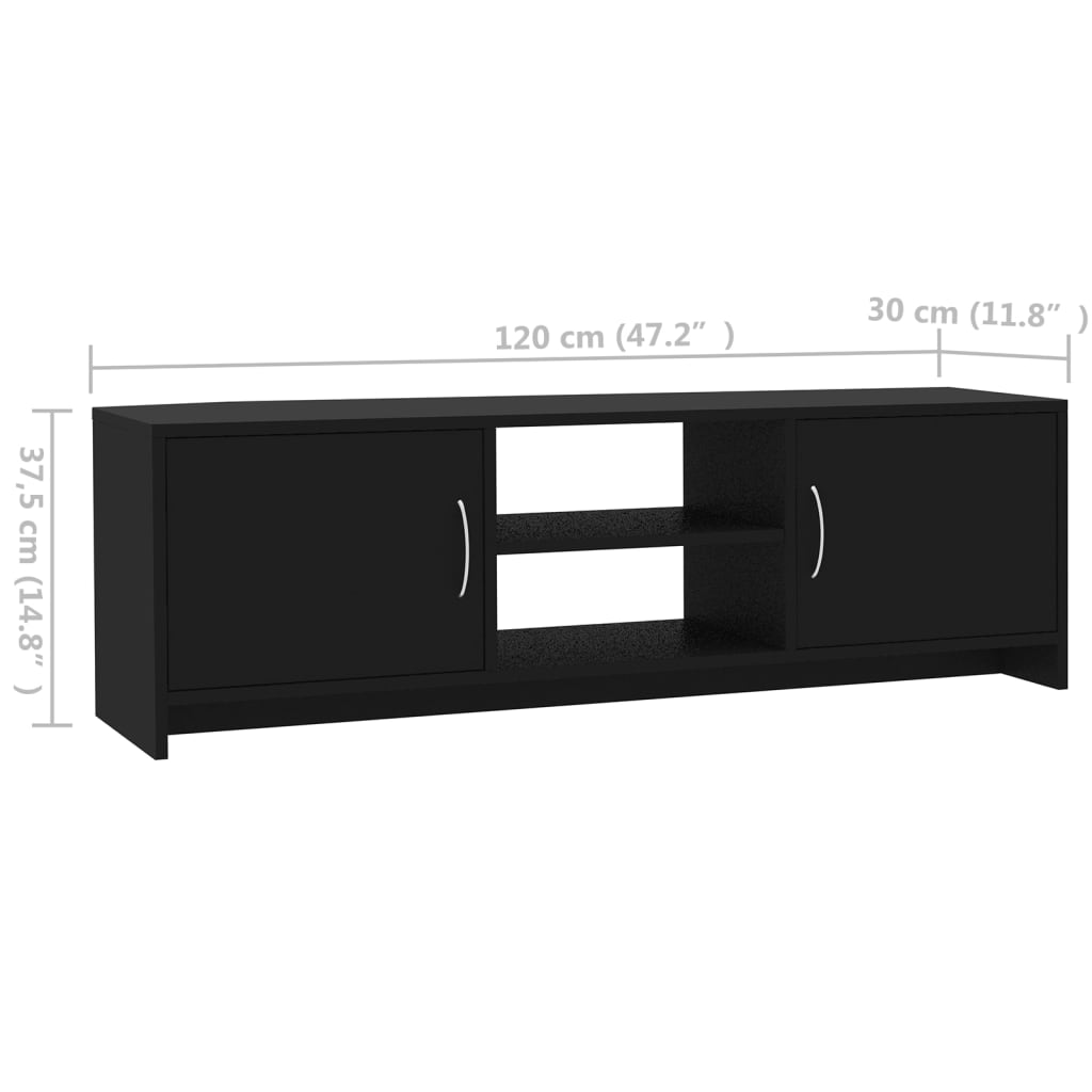 TV Cabinet Black 120x30x37.5 cm Engineered Wood