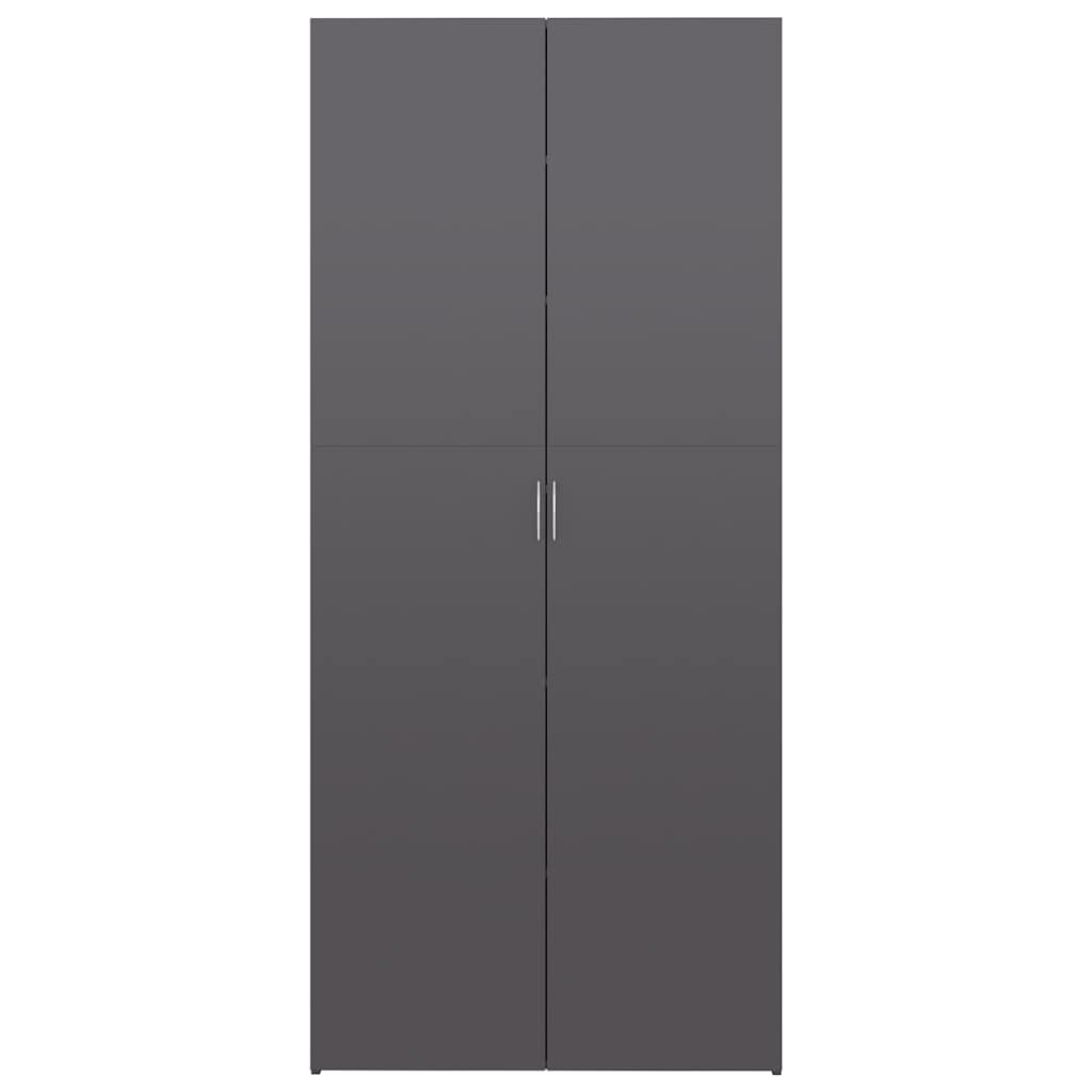 Shoe Cabinet High Gloss Grey 80x35.5x180 cm Engineered Wood
