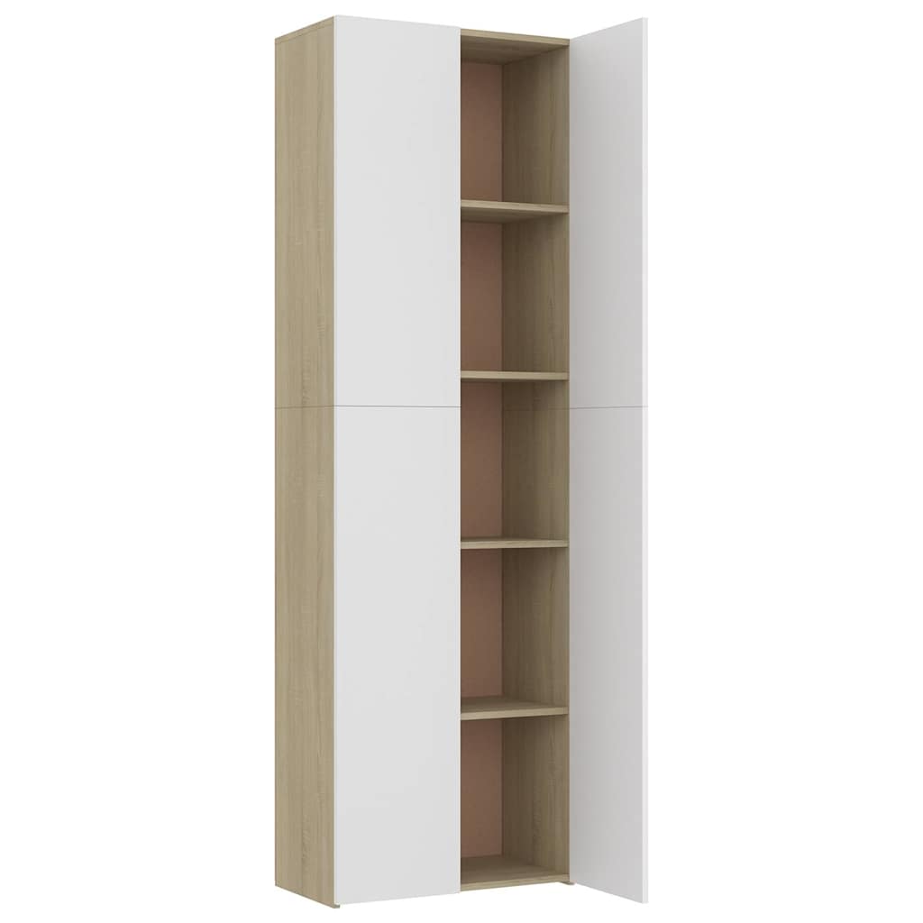 Office Cabinet White and Sonoma Oak 60x32x190 cm Engineered Wood