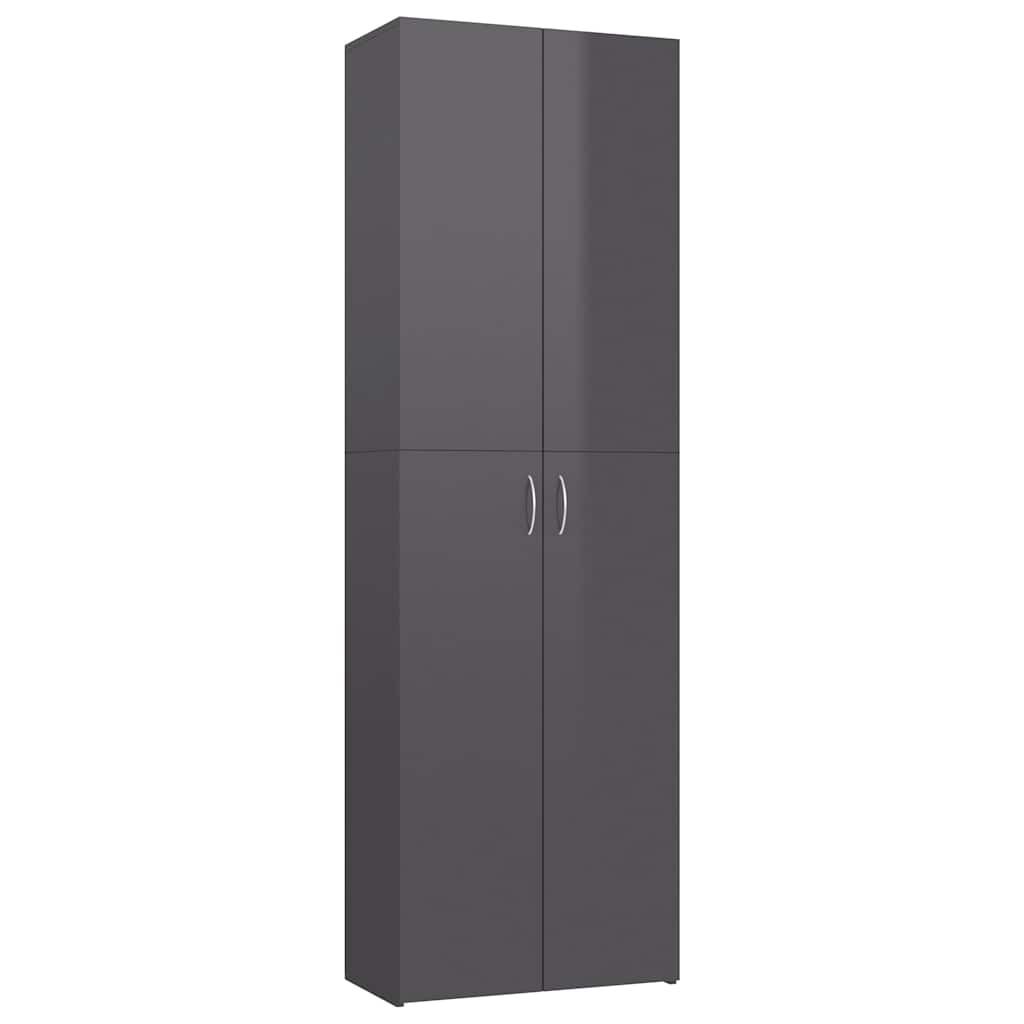Office Cabinet High Gloss Grey 60x32x190 cm Engineered Wood