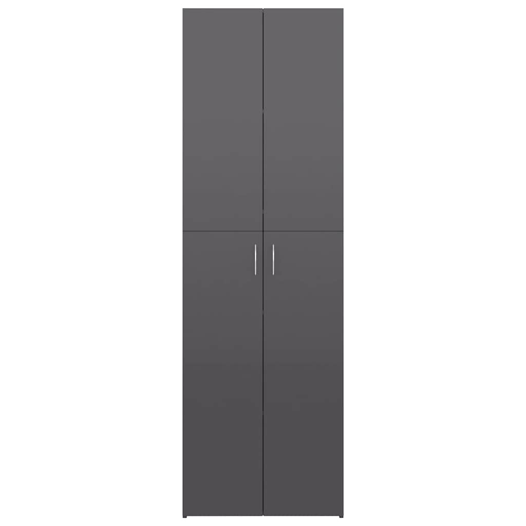 Office Cabinet High Gloss Grey 60x32x190 cm Engineered Wood