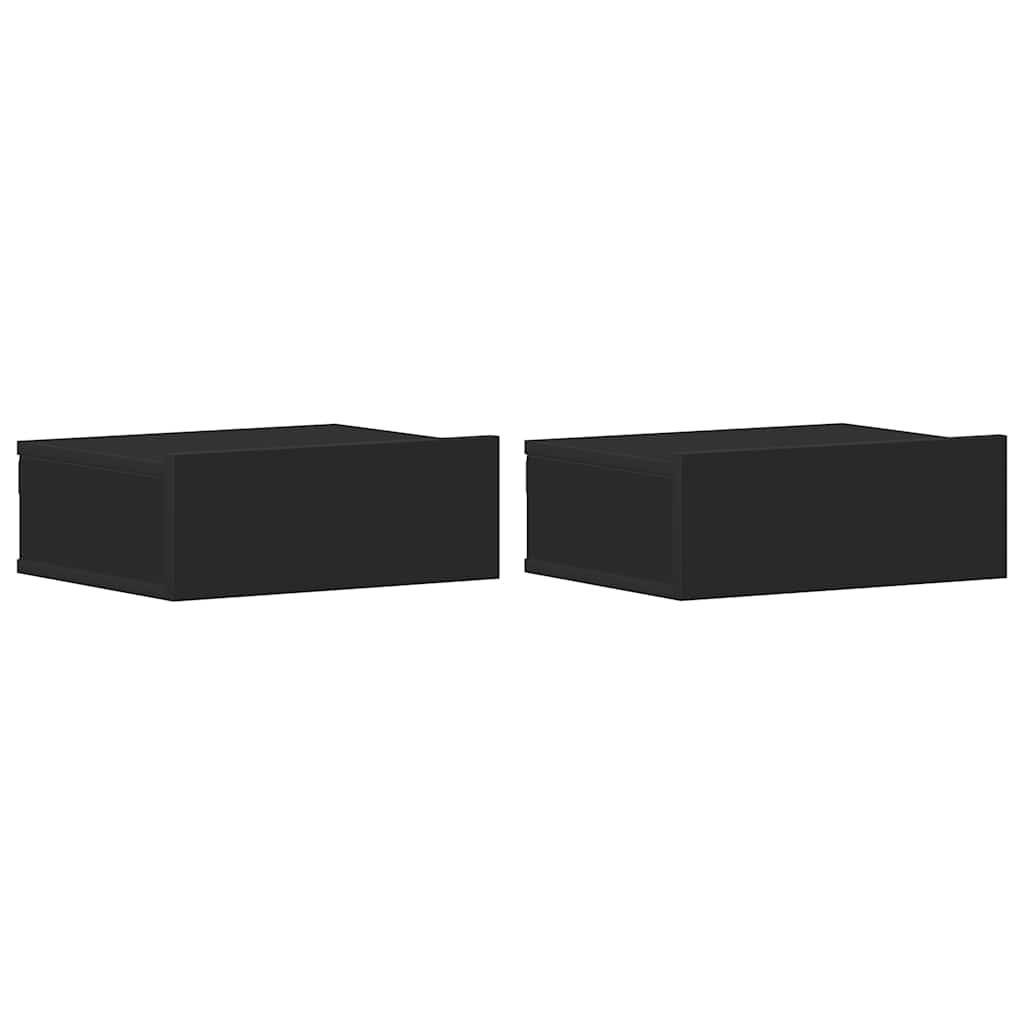 Floating Nightstands 2 pcs Black 40x30x15 cm Engineered Wood