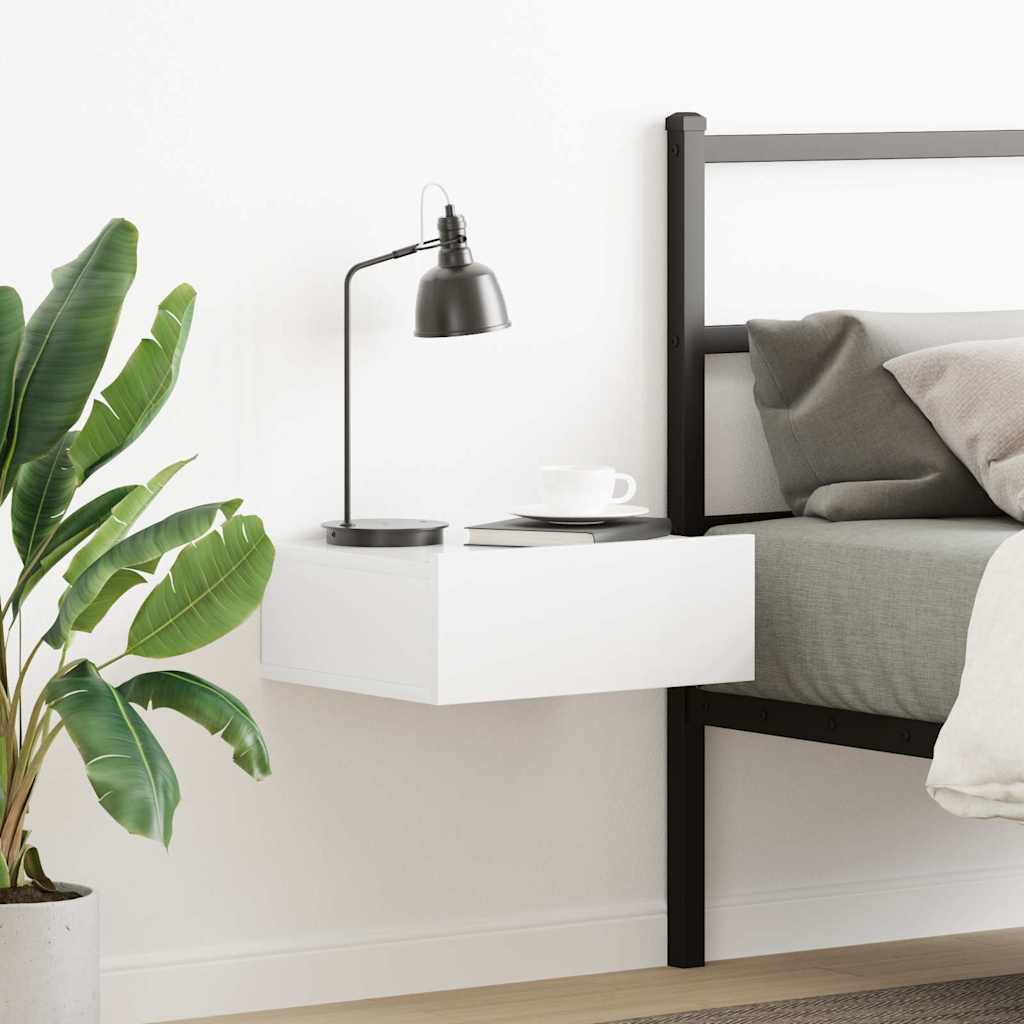 Floating Nightstand High Gloss White 40x30x15 cm Engineered Wood