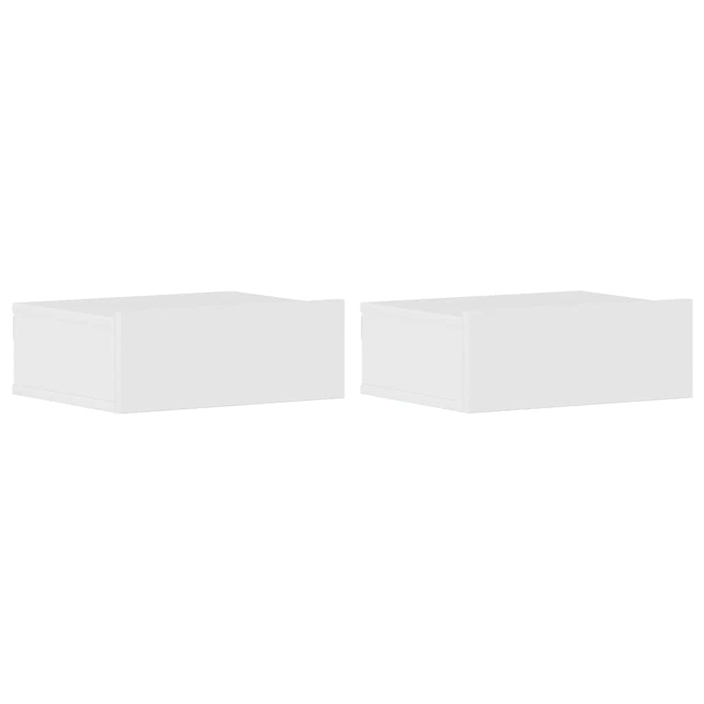 Floating Nightstands 2 pcs High Gloss White 40x30x15 cm Engineered Wood