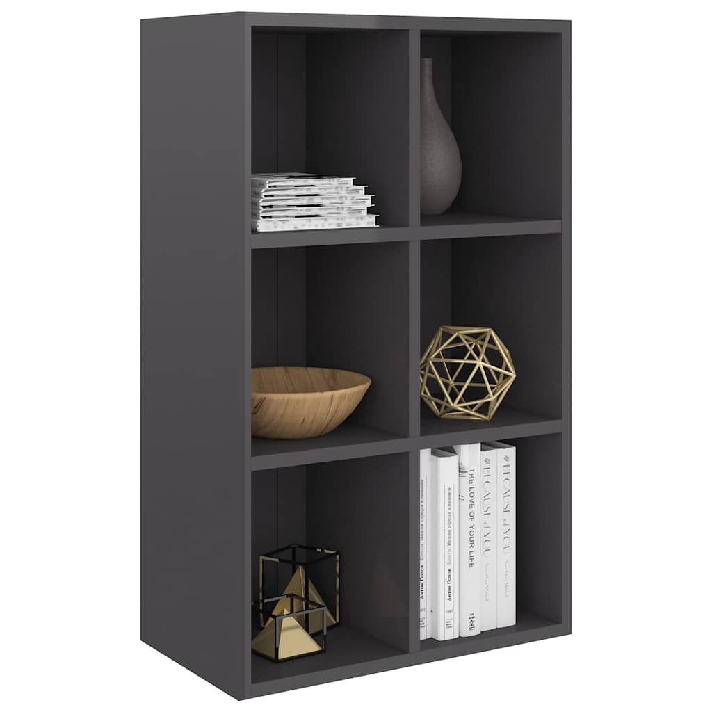 Book Cabinet/Sideboard High Gloss Grey 66x30x98 cm Engineered Wood