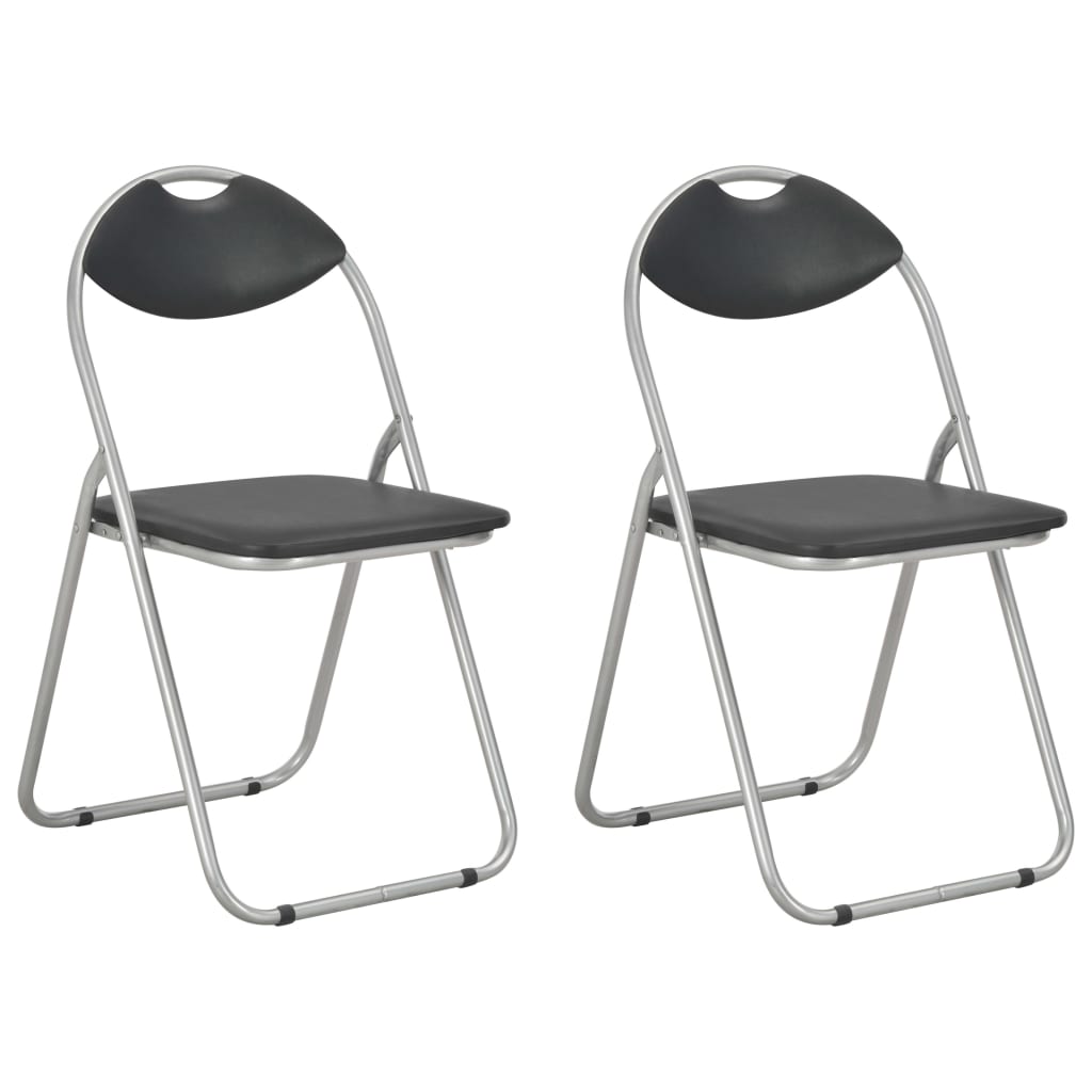 Folding Dining Chairs 2 pcs Black Faux Leather