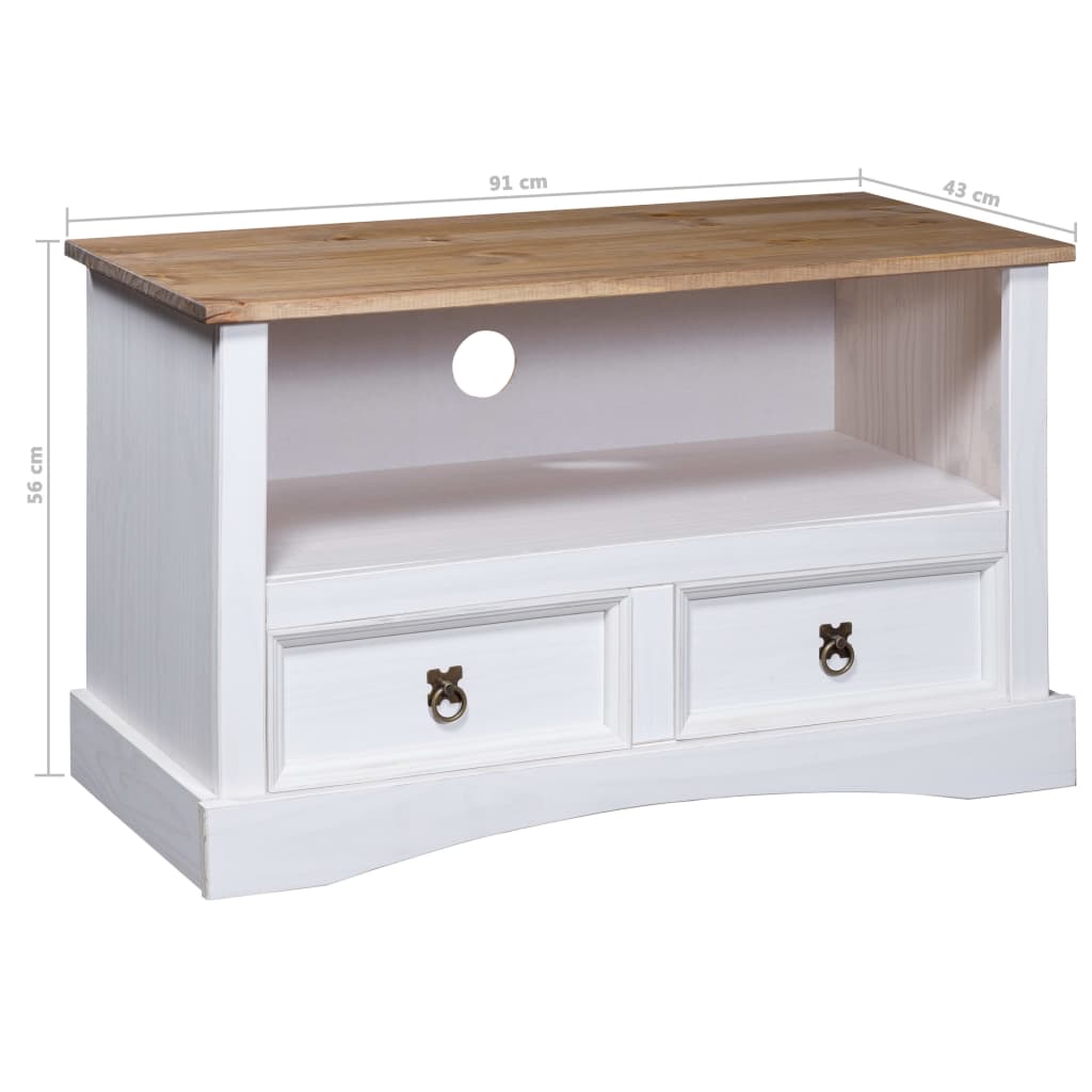 TV Cabinet Mexican Pine Corona Range White 91x43x56 cm