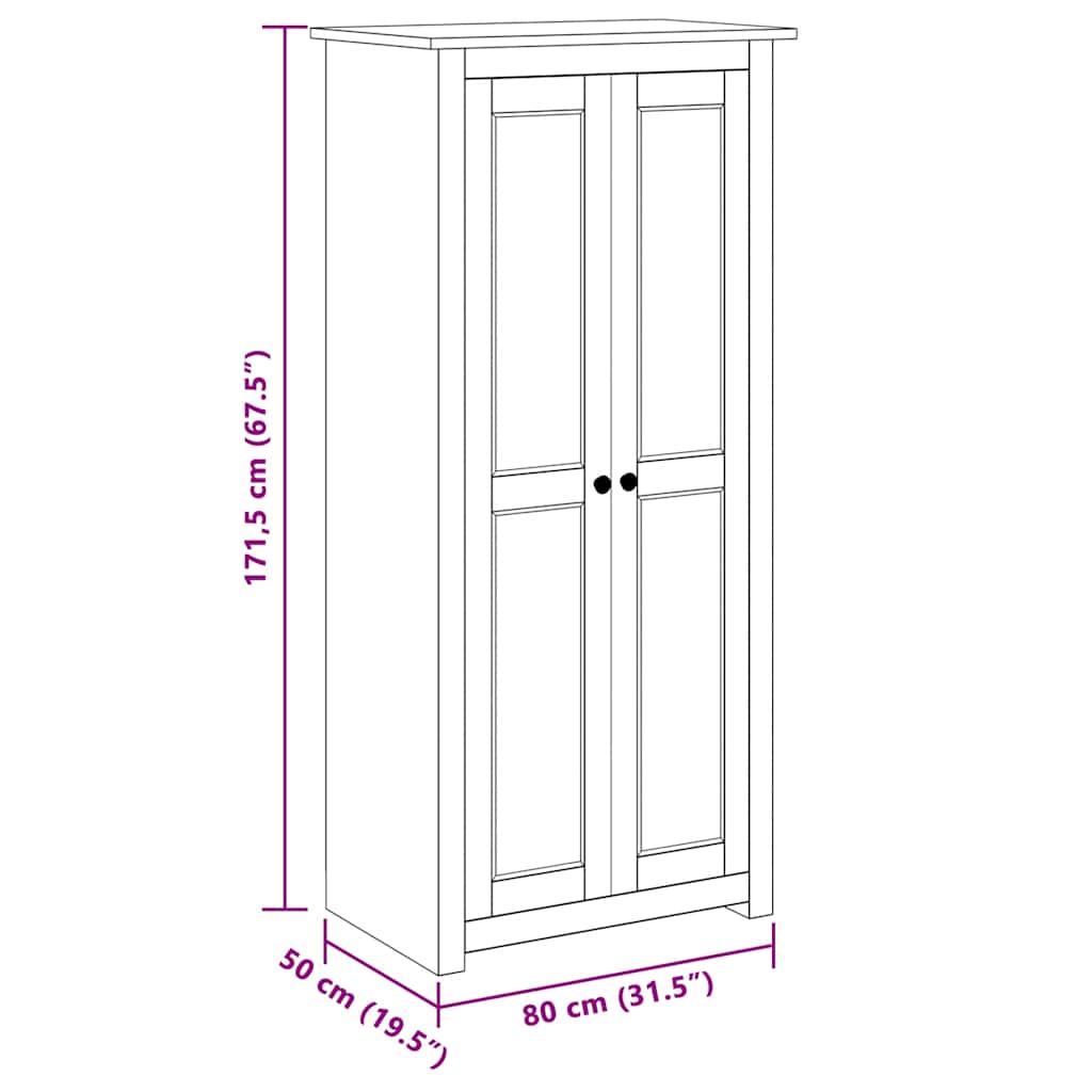 Wardrobe White 80x50x171.5 cm Solid Pine Panama Range