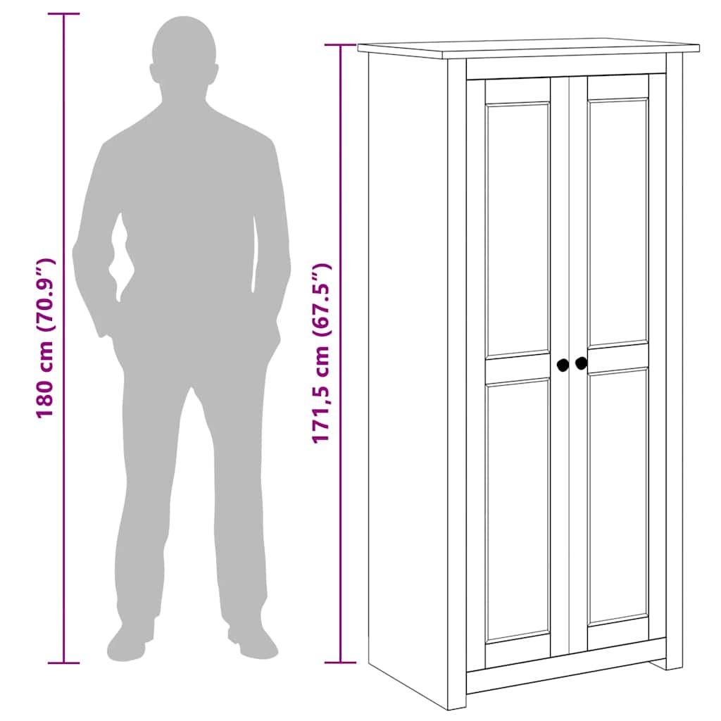 Wardrobe White 80x50x171.5 cm Solid Pine Panama Range