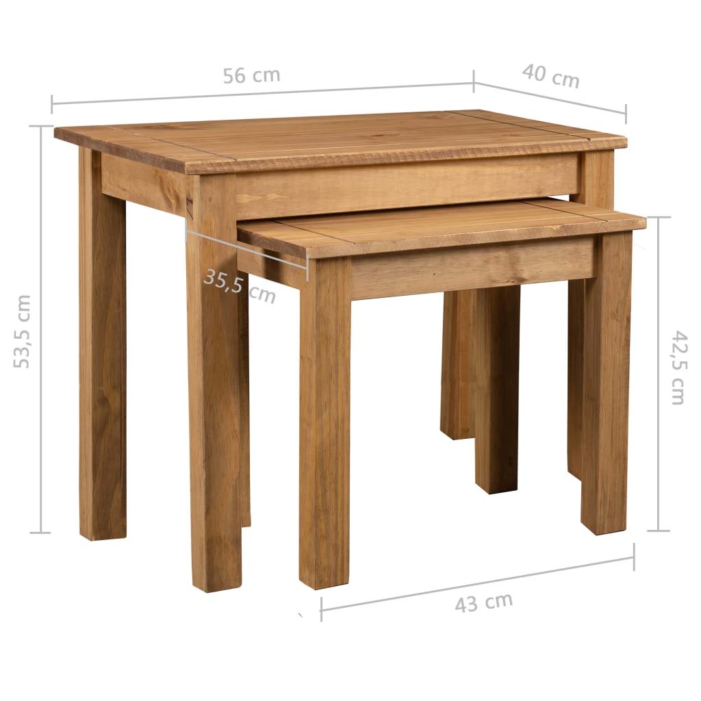 Nesting Tables 2 pcs Solid Wood Pine Panama Range