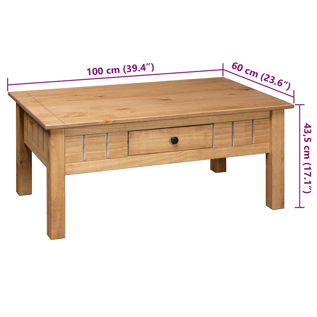 Coffee Table 100x60x45 Cm Solid Pine Wood Panama Range
