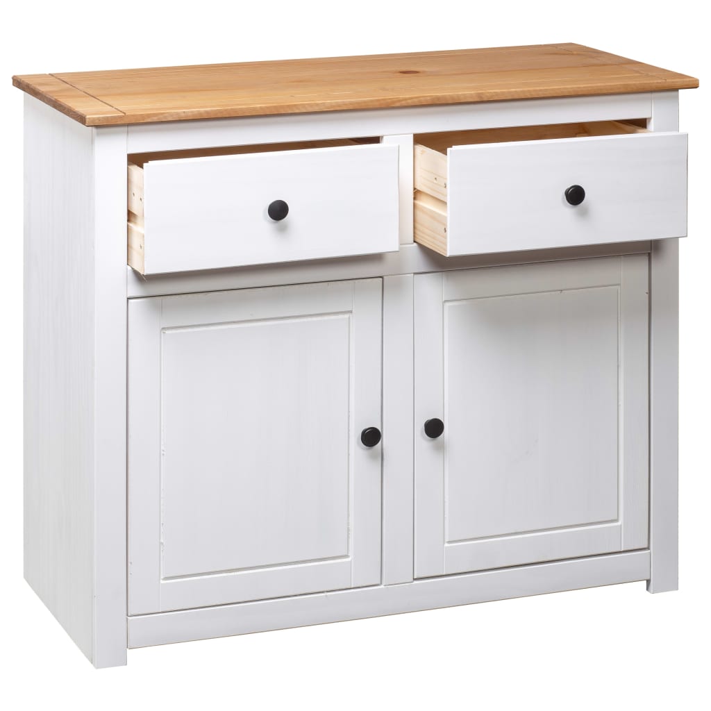 Sideboard White 93x40x80 Cm Solid Pinewood